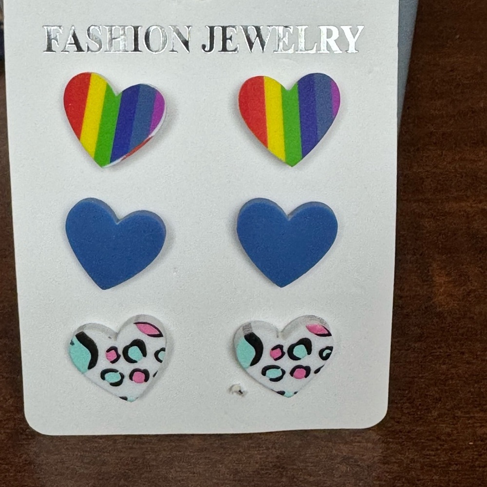 Colorful Heart Earrings Set